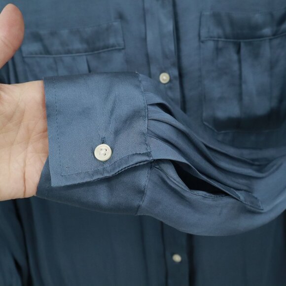 Banana Republic Satin Shirt Women SP Blue Prep Polished Classic Academia Career - Picture 7 of 16